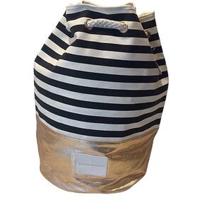 Victoria's Secret Striped and Gold Bucket Sling Bag  ~ NEW